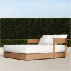 Factory Hot Selling Modern Outdoor Teak Solid Wood Sun Lounge Chair with Cushions UV Resistant for Beach Pool Hotel Use