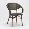 Factory Price Outdoor Dining Furniture Aluminum Stackable French Bistro Chair Fabric Lightweight Waterproof Farmhouse Courtyard