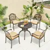 French Riviera European Cast Aluminum Durable Side Table-Vintage Balcony Accent Furniture for Courtyard Dining Outdoor Use Villa