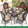 French Riviera European Cast Aluminum Durable Side Table-Vintage Balcony Accent Furniture for Courtyard Dining Outdoor Use Villa