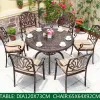 French Riviera European Cast Aluminum Durable Side Table-Vintage Balcony Accent Furniture for Courtyard Dining Outdoor Use Villa