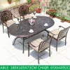 Grand Royal Cast Aluminum Durable Banquet Table-European Style 10-Seater Outdoor Dining for Villa Hotel Living Room
