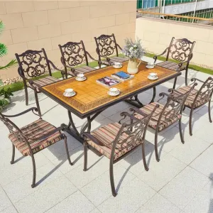 Grand Royal Durable Cast Aluminum Banquet Table-European Classical Style 10-Seater Outdoor Dining for Villa Hotel Warehouse Park