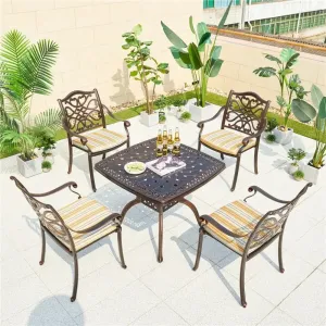 Greek Key Pattern Aluminum Alloy European Design Durable Outdoor Poolside Chair for Farmhouse Park Courtyard Villa