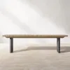 Handcrafted Grade A Teak Wood Outdoor Dining Set Rectangular Table with Chairs for Luxury Hotel Terrace and Resort Decor
