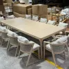 Handwoven Teak Durable Farmhouse Back Garden Dining Table Set Modern Outdoor Furniture Brand Mandela