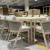 Handwoven Teak Durable Farmhouse Back Garden Dining Table Set Modern Outdoor Furniture Brand Mandela
