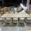 Handwoven Teak Durable Farmhouse Back Garden Dining Table Set Modern Outdoor Furniture Brand Mandela