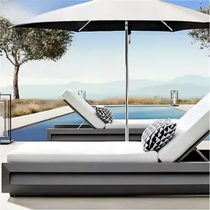 Heavy Duty Aluminum Sunlounger for Resort Pool and Beach Adjustable Outdoor Recliner Chair Commercial Patio Furniture