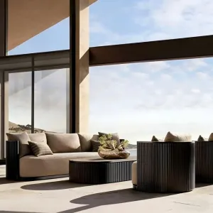 High-End Modern Minimalist Aluminum Garden Sofa Set All Weather Outdoor Sectional Furniture for Luxury Villa Resort Living Room