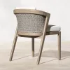 High-End Modern Simple Design Teak Dining Table Combination Outdoor Waterproof Furniture for Courtyard Terrace Hotels Villas