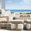 Durable Solid Teak Wood Garden Sofa Set with Quick-Dry Cushions for Hotel Restaurant Modern Outdoor Patio Furniture