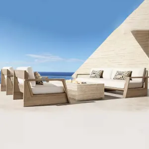 Modern Teak Outdoor Set-Villa Courtyard Hotel Garden Terrace Use Durable Solid Wood Leisure for Living Room
