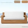 Modern Teak Sofa Sets Waterproof Cushions Durable Aluminum Frame Outdoor Furniture for Garden Courtyard Hotel Park