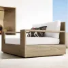 Modern Teak Sofa Sets Waterproof Cushions Durable Aluminum Frame Outdoor Furniture for Garden Courtyard Hotel Park