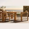 High-end Burma Teak Wood Outdoor Dining Furniture Set Modern Table for Star Hotel Terrace and Luxury Villa Outdoor Living