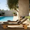 High-end Burma Teak Wood Outdoor Sun Lounger Modern Reclining Chair for Star Hotel Poolside and Luxury Villa Outdoor Lounge