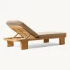 High-end Burma Teak Wood Outdoor Sun Lounger Modern Reclining Chair for Star Hotel Poolside and Luxury Villa Outdoor Lounge