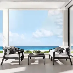 High-end Minimalist Aluminum Patio Sofa Set Modern Outdoor Sectional Furniture for Star Hotel Garden and Private Villa