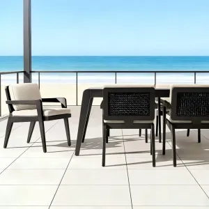High-end Outdoor Aluminum Dining Set Minimalist Garden Table and Chairs Weatherproof Patio Furniture Set for Villa Resort Cafe