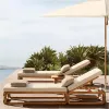 High-end Solid Teak Outdoor Sun Lounger Modern Reclining Chair for Luxury Hotel Poolside and Contemporary Villa Backyard