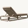High-end Solid Teak Outdoor Sun Lounger Modern Reclining Chair for Luxury Hotel Poolside and Contemporary Villa Backyard
