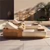 Highest Quality Modern Outdoor Teak Sunbed Lounger with UV Resistant Finish and Waterproof Cushions for Courtyard Hotel Use