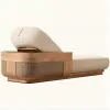 Highest Quality Modern Outdoor Teak Sunbed Lounger with UV Resistant Finish and Waterproof Cushions for Courtyard Hotel Use
