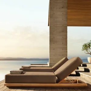 Highest Quality Outdoor Wooden Furniture Teak Sunbed Lounger Table Sofa Set Hotel Villa Project Furniture