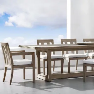 Hotel Outdoor Dining Set Villa Patio Furniture Teak Modern Luxury Dining Chairs Waterproof Cushions 2-3 Year Warranty
