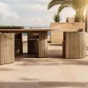 Hotel Outdoor Dining Table Chair Set Villa Courtyard Patio Furniture Teak Durable Modern Luxury Waterproof UV-Resistant Dining