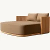 Hotel Outdoor Luxury Teak Sun Lounger Modern Villa Swimming Pool Lounge Chair Garden Furniture Set Eco-Friendly Wing Back UV