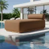 Hotel Outdoor Luxury Teak Sun Lounger Modern Villa Swimming Pool Lounge Chair Courtyard Garden UV Resistant Eco-Friendly