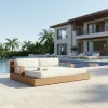 Hotel Outdoor Luxury Teak Sun Lounger Modern Villa Courtyard Swimming Pool Garden Furniture Set UV Resistant Eco-Friendly