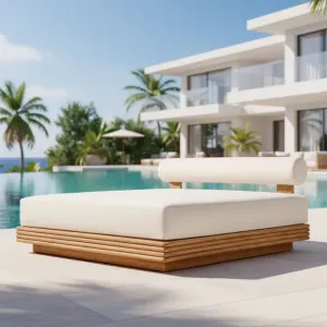 Hotel Outdoor Luxury Teak Sun Lounger Modern Villa Swimming Pool Lounge Chair Courtyard Garden Furniture Set