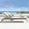 Hotel Outdoor Luxury Teak UV Resistant Sun Lounger Cushions for Resort Beach Modern Villa Swimming Pool Courtyard Garden