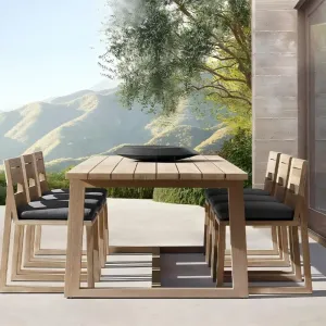 Hotel Outdoor Table and Chair Set Villa Patio Furniture Set Teak Patio Dining Set Luxury Dining Chairs Modern Outdoor Furniture