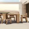 Hotel Villa Courtyard Durable Teak Wood Modern Outdoor Dining Set with Luxury Dining Chairs