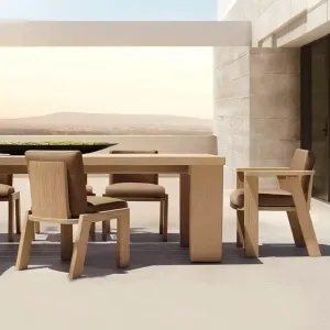 Hotel Villa Courtyard Durable Teak Wood Modern Outdoor Dining Set with Luxury Dining Chairs