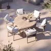 Hotel Villa Courtyard Durable Teak Wood Modern Luxury Outdoor Dining Set with Patio Dining Chairs