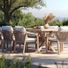 Hotel Villa Courtyard Durable Teak Wood Modern Luxury Outdoor Dining Set with Patio Dining Chairs