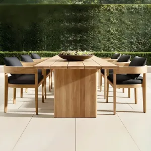 Hotel Villa Courtyard Furniture Set Teak Patio Dining Set Luxury Modern Durable Waterproof Weather Resistant Outdoor
