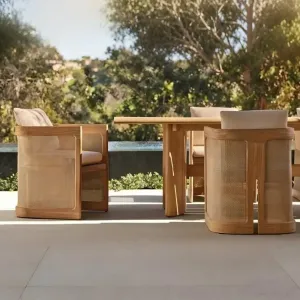 Hotel Villa Courtyard Teak Wood Durable Luxury Modern Outdoor Dining Set with Patio Dining Chairs