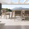 Hotel Villa Courtyard Teak Wood Durable Modern Outdoor Dining Set with Waterproof Dining Chairs