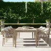 Hotel Villa Courtyard Teak Wood Durable UV-Resistant Modern Outdoor Dining Set with Waterproof Cushions