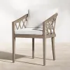 Hotel Villa Courtyard Teak Wood Durable UV-Resistant Modern Outdoor Dining Set with Waterproof Cushions