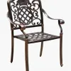 Imperial European Design Durable Dining Courtyard Chair-Cast Aluminum Peony Embossing Turned Legs for Villa Farmhouse Outdoor