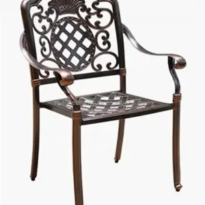 Imperial European Design Durable Dining Courtyard Chair-Cast Aluminum Peony Embossing Turned Legs for Villa Farmhouse Outdoor
