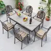 Imperial European Design Durable Dining Courtyard Chair-Cast Aluminum Peony Embossing Turned Legs for Villa Farmhouse Outdoor