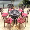 Imperial European Design Durable Dining Courtyard Chair-Cast Aluminum Peony Embossing Turned Legs for Villa Farmhouse Outdoor